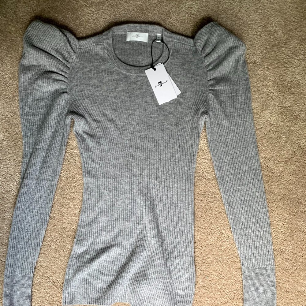 Long Sleeve Puff Shoulder Sweater